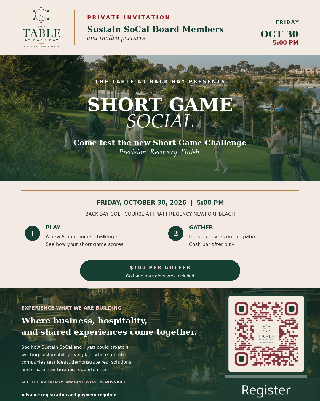 Short Game Social event flyer